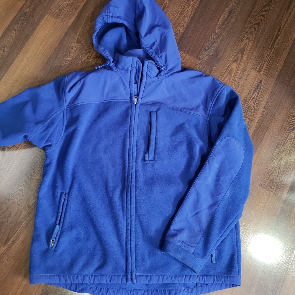 Duluth Trading Co Blue Full Zip Fleece Hoodie Reinforced Work Jacket Mens XL